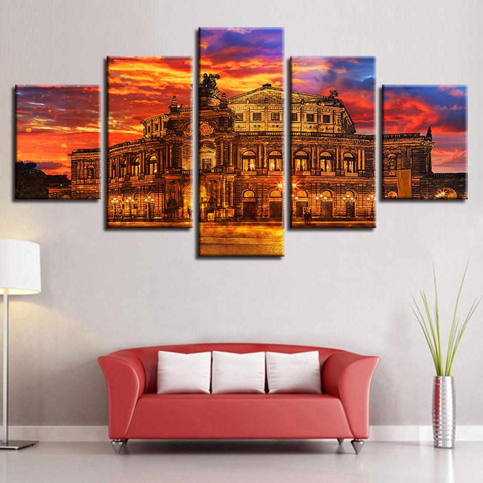 Ancient Architecture 5 Piece HD Multi Panel Canvas Wall Art Frame - Original Frame