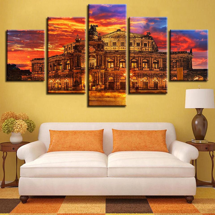 Ancient Architecture 5 Piece HD Multi Panel Canvas Wall Art Frame - Original Frame