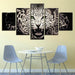 Green Gaze Leopard 5 Piece HD Multi Panel Canvas Wall Art Frame - Original Frame