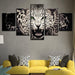 Green Gaze Leopard 5 Piece HD Multi Panel Canvas Wall Art Frame - Original Frame