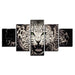 Green Gaze Leopard 5 Piece HD Multi Panel Canvas Wall Art Frame - Original Frame