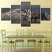 Snow Capped Mountains Deer 5 Piece HD Multi Panel Canvas Wall Art Frame - Original Frame