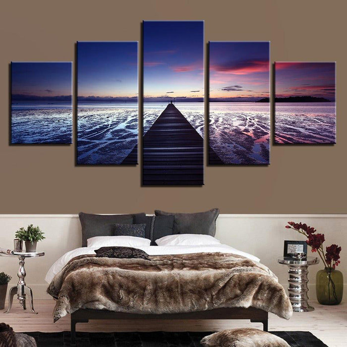 Endless Bridge 5 Piece HD Multi Panel Canvas Wall Art Frame - Original Frame