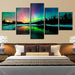 Aurora Borealis Lake 5 Piece HD Multi Panel Canvas Wall Art Frame - Original Frame