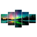 Aurora Borealis Lake 5 Piece HD Multi Panel Canvas Wall Art Frame - Original Frame