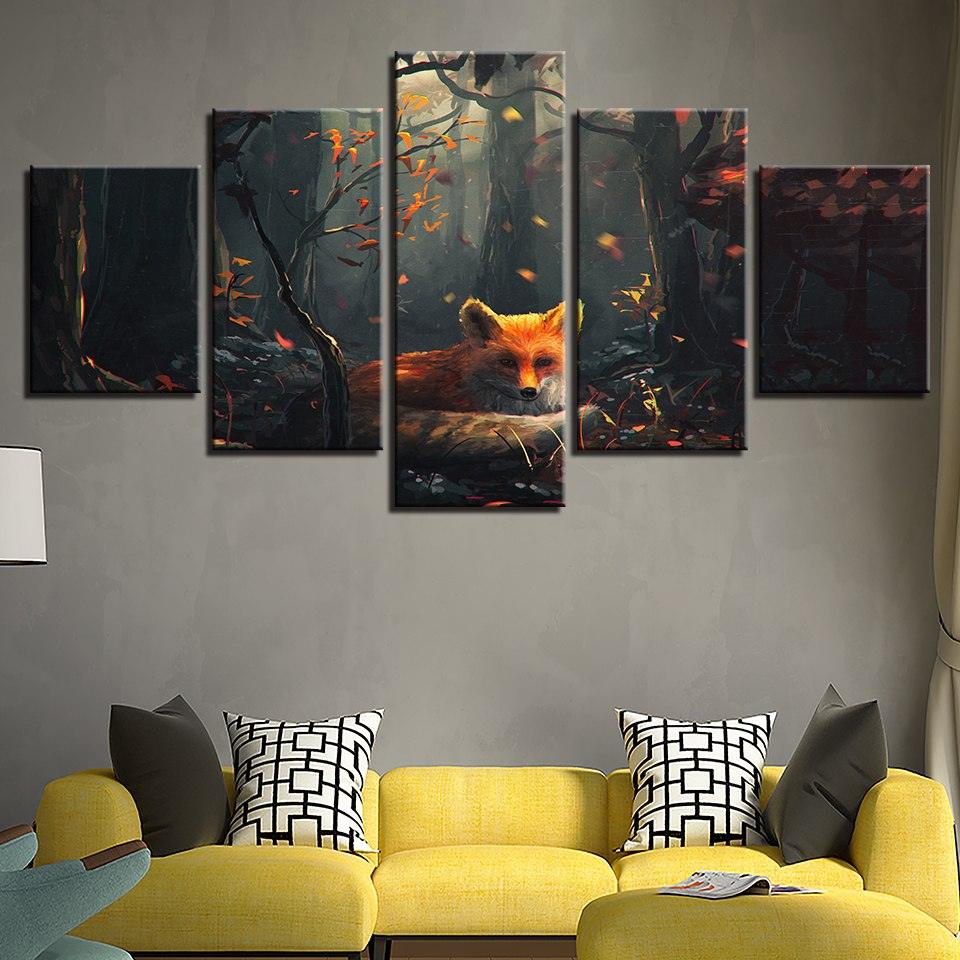 Keen Fox 5 Piece HD Multi Panel Canvas Wall Art Frame - Original Frame