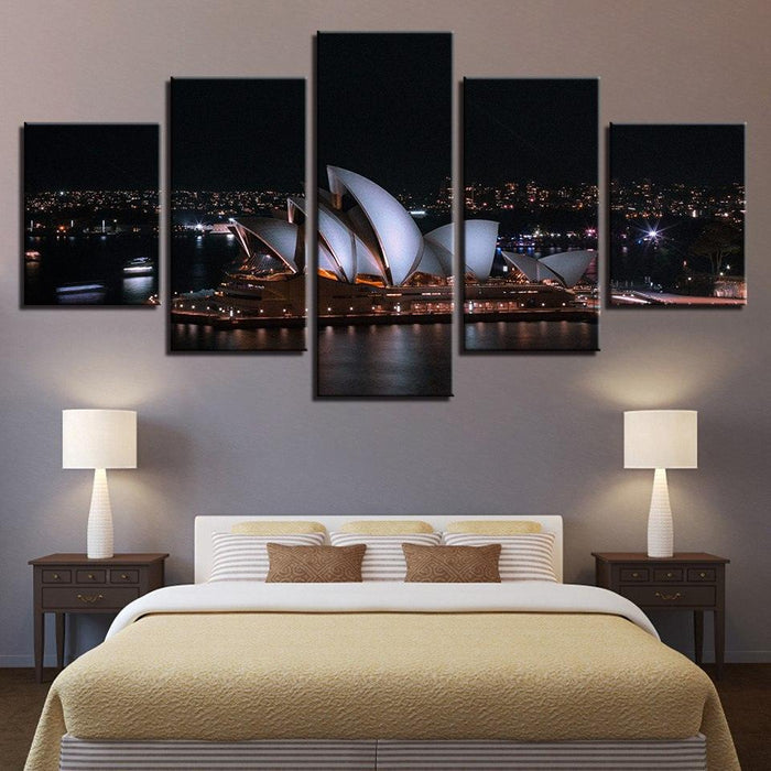 Opera House 5 Piece HD Multi Panel Canvas Wall Art Frame - Original Frame