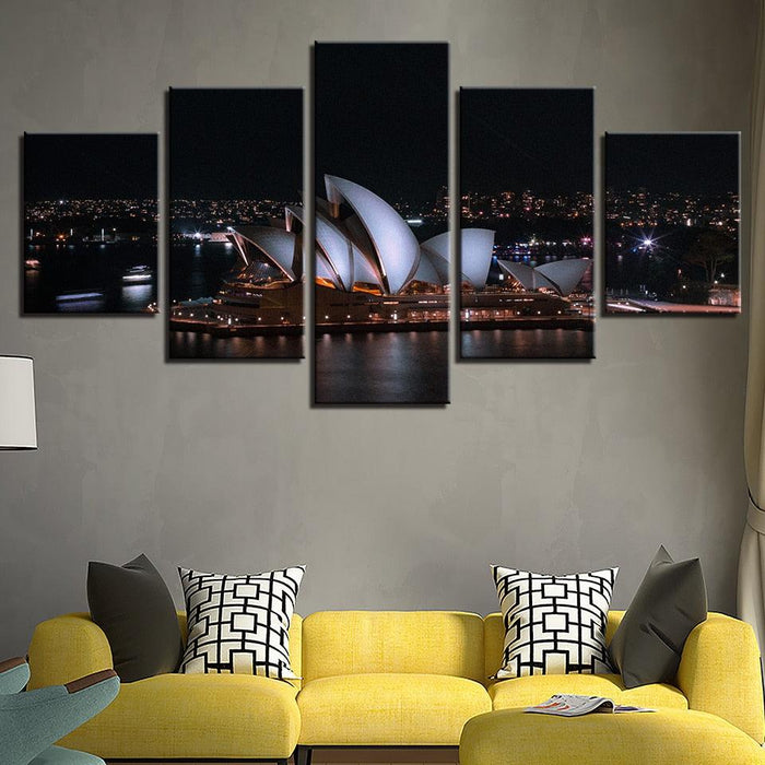 Opera House 5 Piece HD Multi Panel Canvas Wall Art Frame - Original Frame