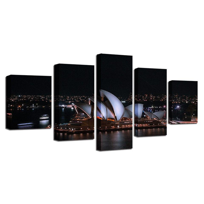 Opera House 5 Piece HD Multi Panel Canvas Wall Art Frame - Original Frame