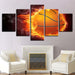 Basketball And Fire 5 Piece HD Multi Panel Canvas Wall Art Frame - Original Frame