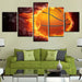 Basketball And Fire 5 Piece HD Multi Panel Canvas Wall Art Frame - Original Frame