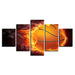 Basketball And Fire 5 Piece HD Multi Panel Canvas Wall Art Frame - Original Frame