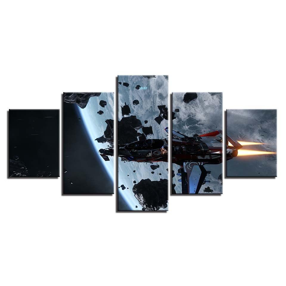 Spacecraft And Planet 5 Piece HD Multi Panel Canvas Wall Art Frame - Original Frame