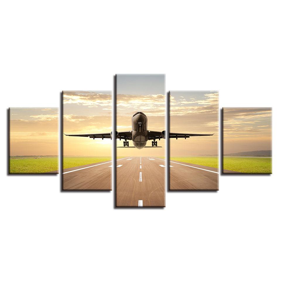 Flight Takeoff 5 Piece HD Multi Panel Canvas Wall Art Frame - Original Frame