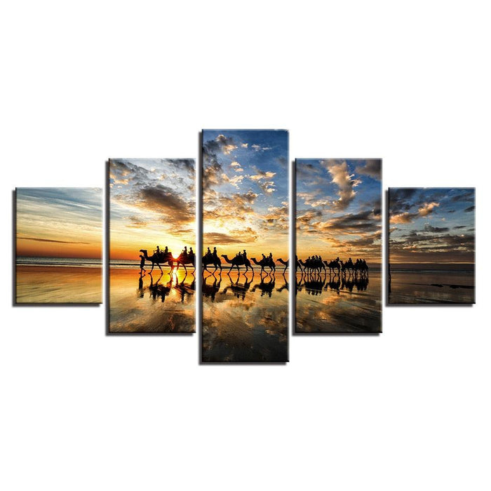 Camel Trail 5 Piece HD Multi Panel Canvas Wall Art Frame - Original Frame