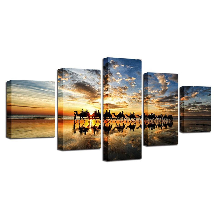 Camel Trail 5 Piece HD Multi Panel Canvas Wall Art Frame - Original Frame