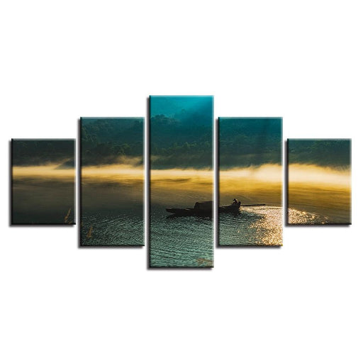 Early Morning Mist 5 Piece HD Multi Panel Canvas Wall Art Frame - Original Frame