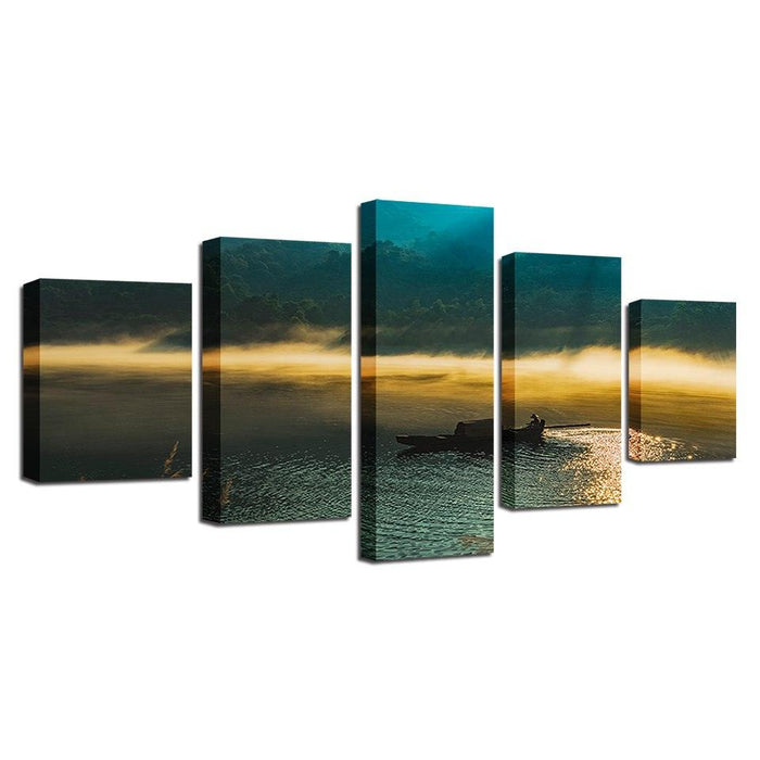 Early Morning Mist 5 Piece HD Multi Panel Canvas Wall Art Frame - Original Frame