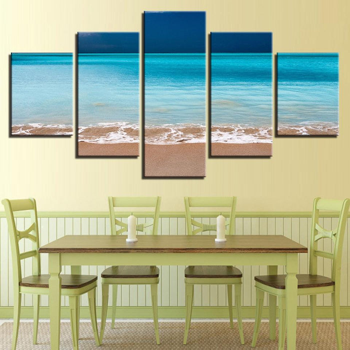 Blue Calm Sea 5 Piece HD Multi Panel Canvas Wall Art Frame - Original Frame