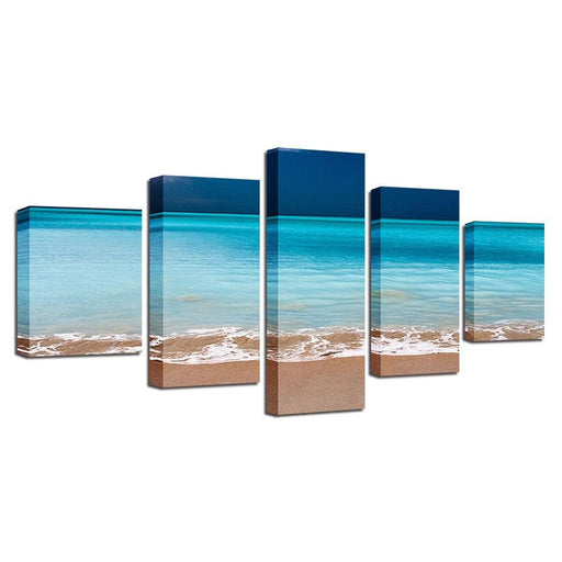 Blue Calm Sea 5 Piece HD Multi Panel Canvas Wall Art Frame - Original Frame