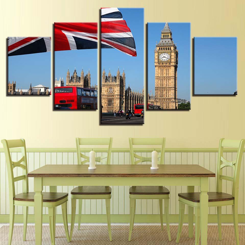 The Big Ben London 5 Piece HD Multi Panel Canvas Wall Art Frame - Original Frame