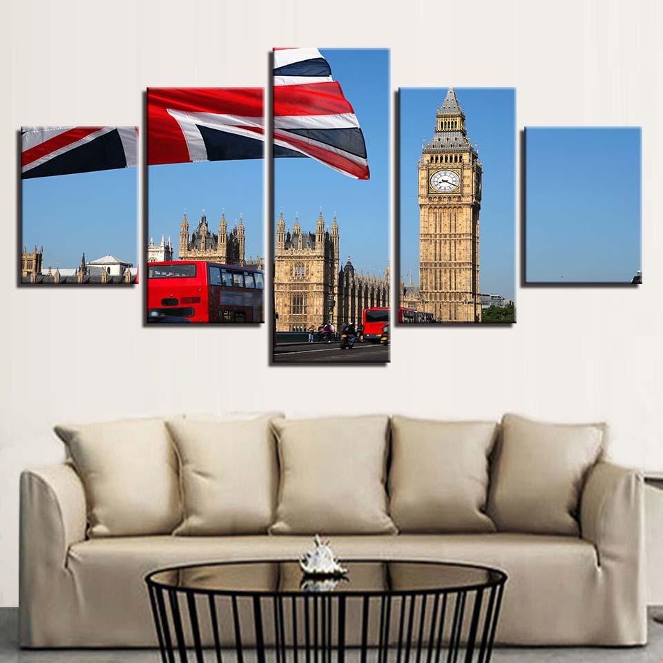 The Big Ben London 5 Piece HD Multi Panel Canvas Wall Art Frame - Original Frame