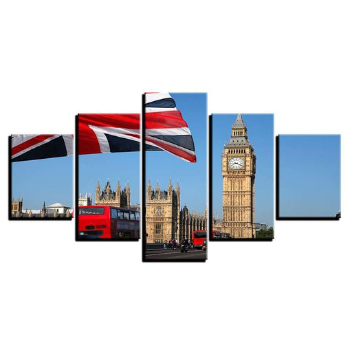 The Big Ben London 5 Piece HD Multi Panel Canvas Wall Art Frame - Original Frame