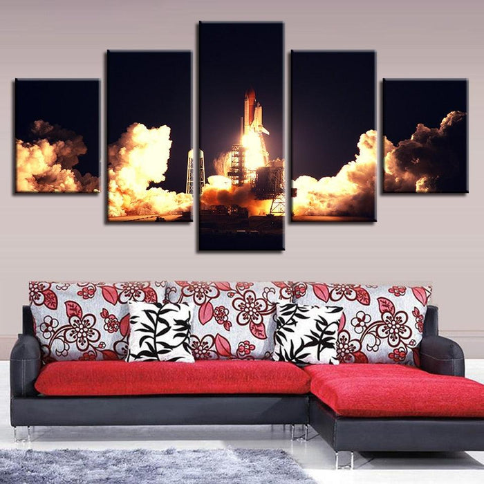 Rocket Launch 5 Piece HD Multi Panel Canvas Wall Art Frame - Original Frame