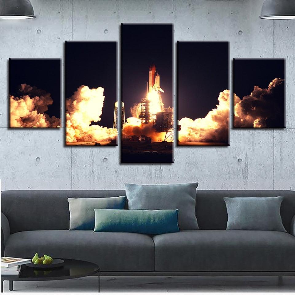 Rocket Launch 5 Piece HD Multi Panel Canvas Wall Art Frame - Original Frame