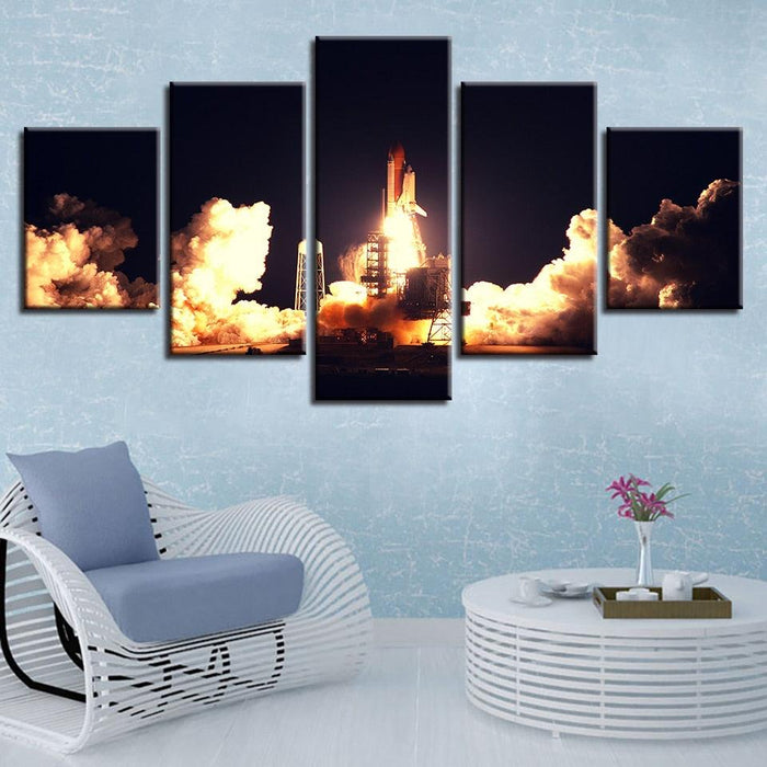 Rocket Launch 5 Piece HD Multi Panel Canvas Wall Art Frame - Original Frame