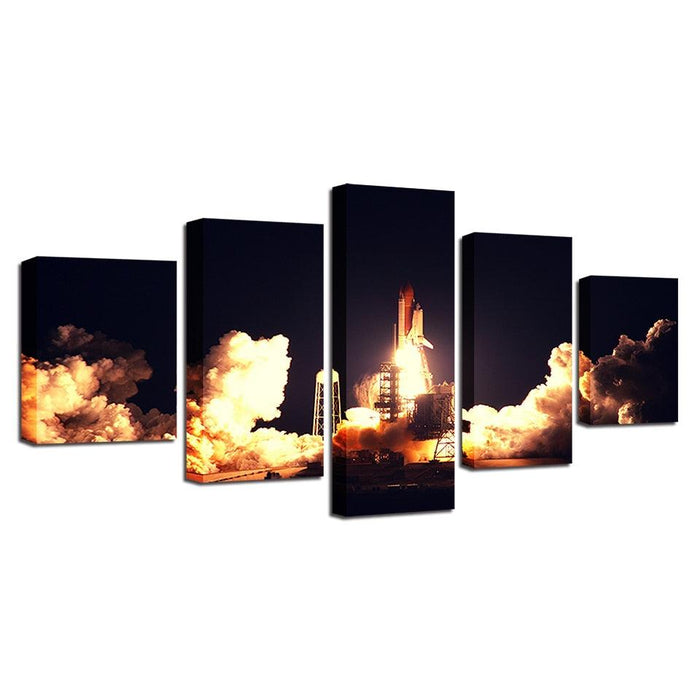 Rocket Launch 5 Piece HD Multi Panel Canvas Wall Art Frame - Original Frame