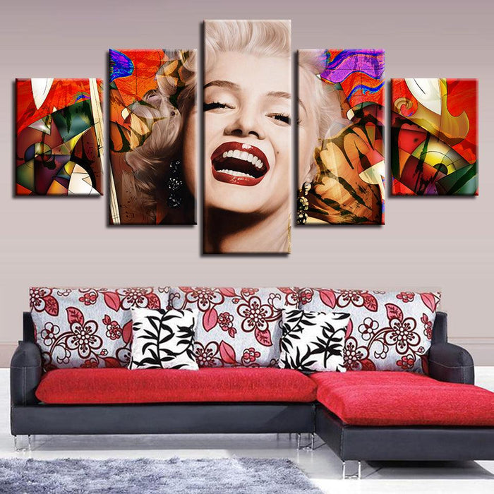 Marilyn Monroe 5 Piece HD Multi Panel Canvas Wall Art Frame - Original Frame