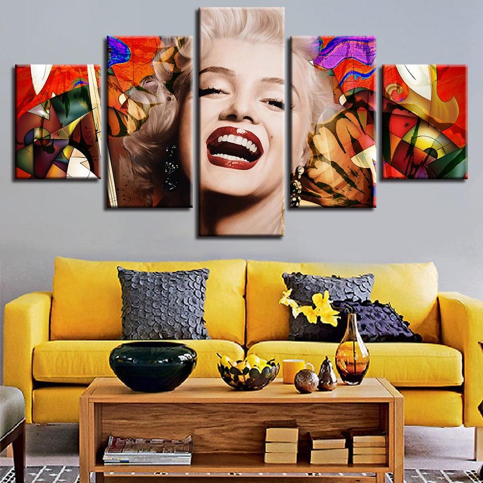 Marilyn Monroe 5 Piece HD Multi Panel Canvas Wall Art Frame - Original Frame