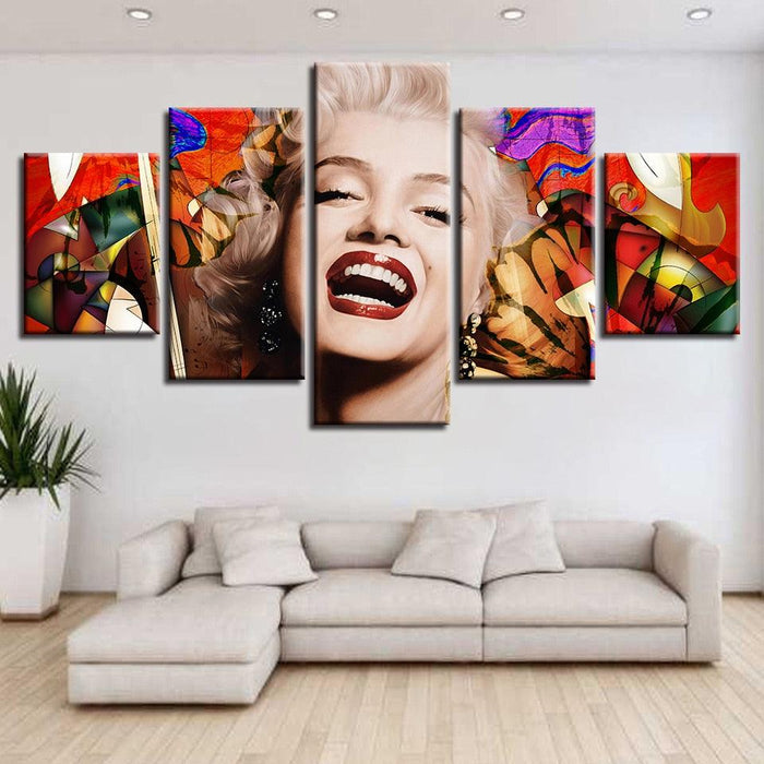 Marilyn Monroe 5 Piece HD Multi Panel Canvas Wall Art Frame - Original Frame