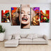 Marilyn Monroe 5 Piece HD Multi Panel Canvas Wall Art Frame - Original Frame