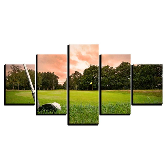 Golf Course 5 Piece HD Multi Panel Canvas Wall Art Frame