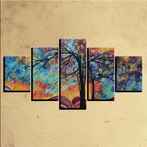 Colorful Tree 5 Piece HD Multi Panel Canvas Wall Art Frame - Original Frame