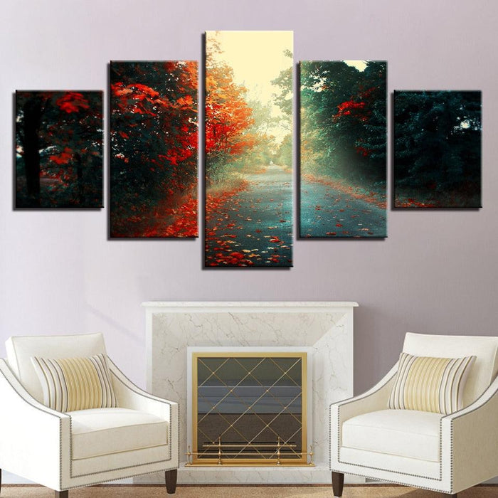 Maple Woods Street 5 Piece HD Multi Panel Canvas Wall Art Frame - Original Frame