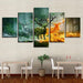 Elemental Deer Forest 5 Piece HD Multi Panel Canvas Wall Art Frame - Original Frame