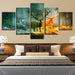 Elemental Deer Forest 5 Piece HD Multi Panel Canvas Wall Art Frame - Original Frame