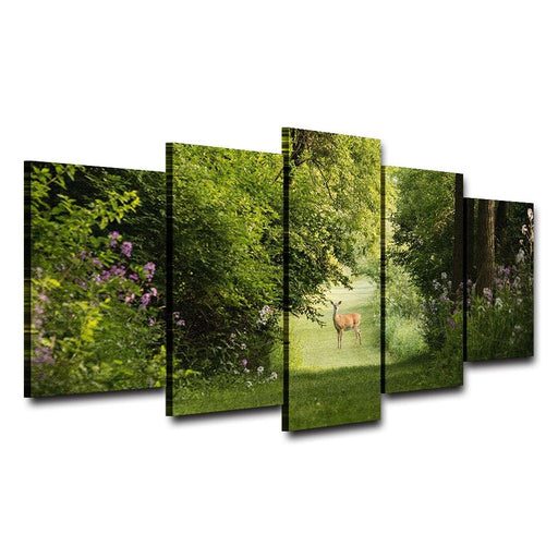 Deer Natural 5 Piece HD Multi Panel Canvas Wall Art Frame - Original Frame