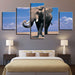 Elephant Theme 5 Piece HD Multi Panel Canvas Wall Art Frame - Original Frame