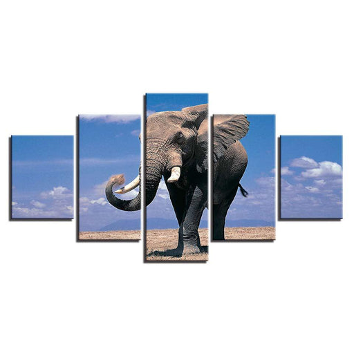 Elephant Theme 5 Piece HD Multi Panel Canvas Wall Art Frame - Original Frame