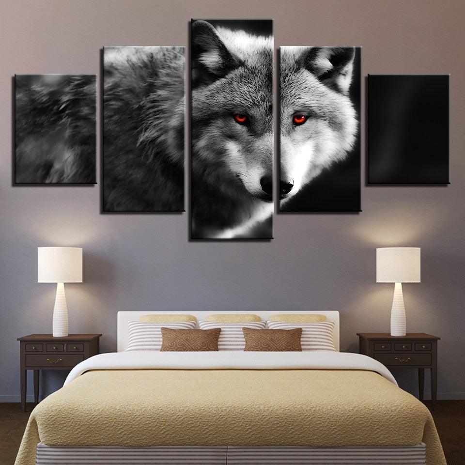 Wolf 5 Piece HD Multi Panel Canvas Wall Art Frame - Original Frame