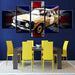 British Flag And Yellow Car 5 Piece HD Multi Panel Canvas Wall Art Frame - Original Frame