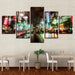 Bustling City Night Street 5 Piece HD Multi Panel Canvas Wall Art Frame - Original Frame