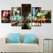 Bustling City Night Street 5 Piece HD Multi Panel Canvas Wall Art Frame - Original Frame