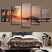 Winter Snow Sunrise 5 Piece HD Multi Panel Canvas Wall Art Frame - Original Frame