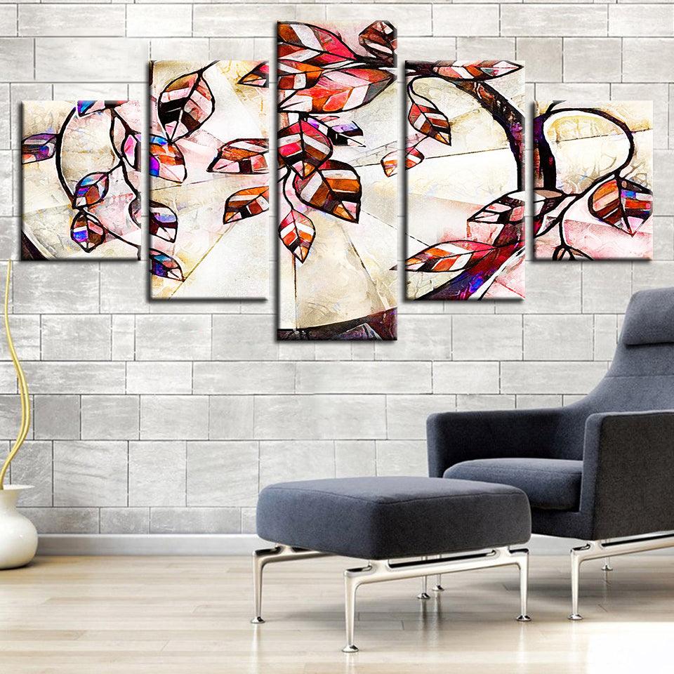 Stylized Tree Poster 5 Piece HD Multi Panel Canvas Wall Art Frame - Original Frame