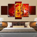 Hindu God Ganesha 5 Piece HD Multi Panel Canvas Wall Art Frame - Original Frame